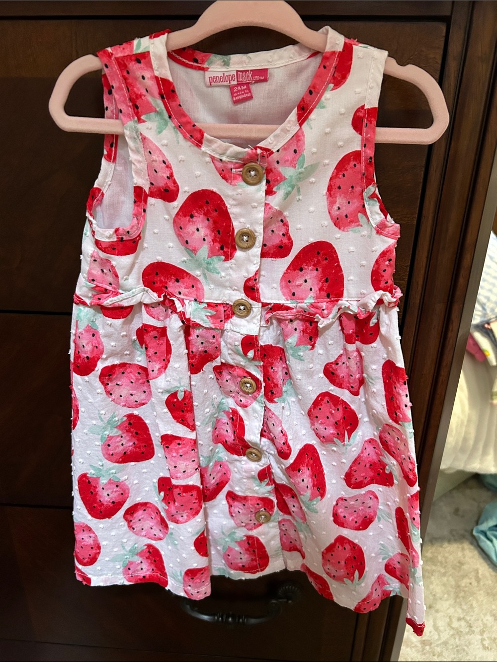 Penelope Mack Strawberry Print Button-Front Dress